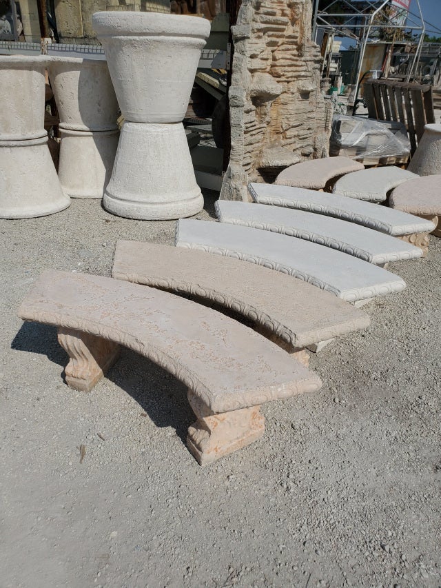 Concrete Curved Benches Garden Decor Sitting Benches Benches for Sale Berthasfountains BERTHA S FOUNTAINS 10900 N.W. South River Dr. Medley Fl 33178 305 206 5897
