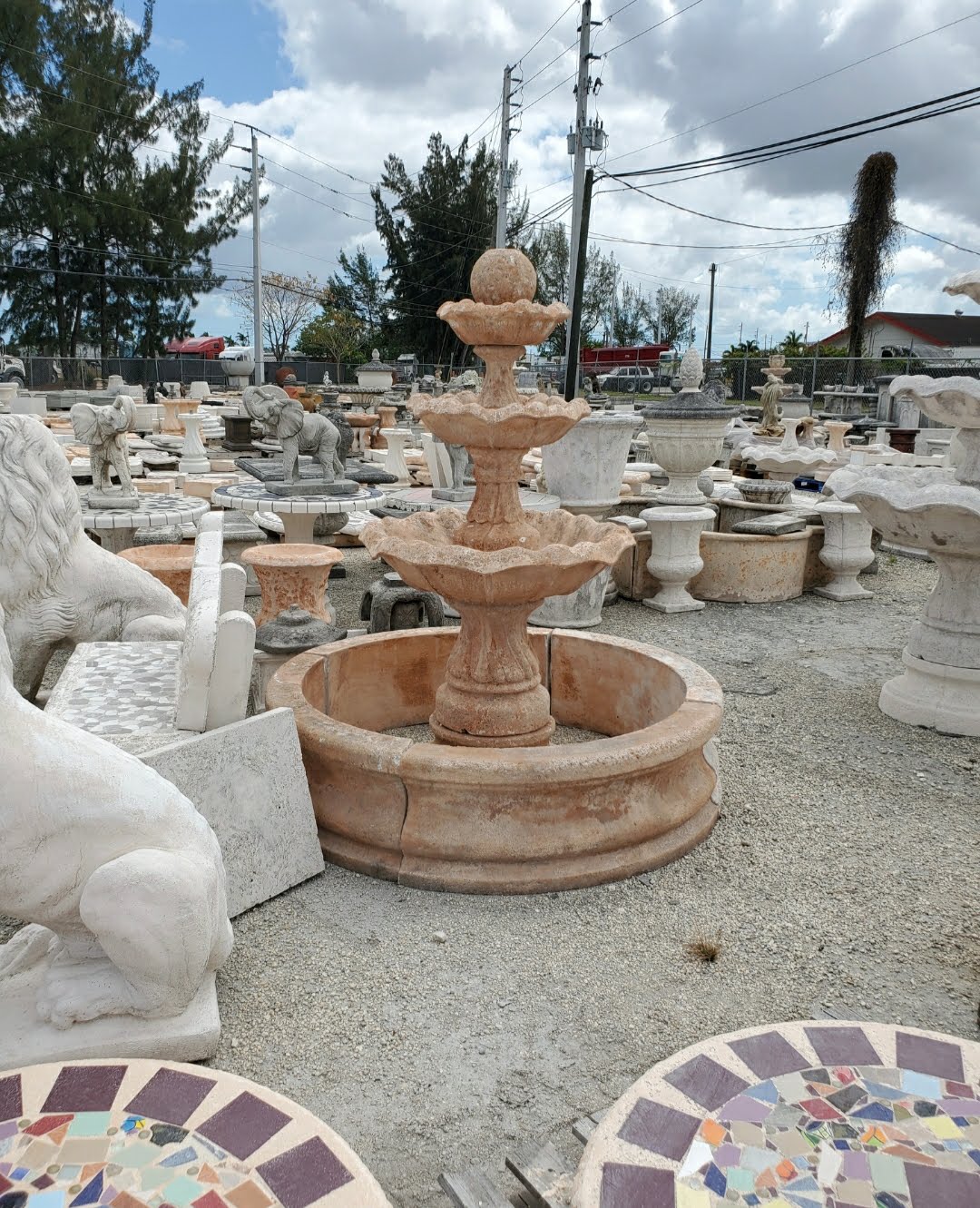Concrete Fountain With Basin Patio & Garden Fountain For Sale